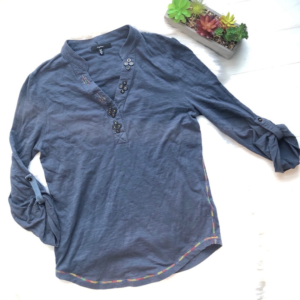 Anthro Mystree Rainbow Stitching W Button Clusters - image 1